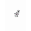 Gümüş  Renk Yıldız Figürlü   Taşlı Cerrahi Çelik Tragus/Kıkırdak Küpe/Piercing (Tek)