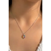 Gümüş Renk Yonca Figürlü Çelik Kolye