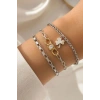 Gümüş Renk  Zincir Detaylı 3lü Bileklik Set