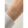 Gümüş  Renk  Zincir Detaylı 3lü Bileklik Set