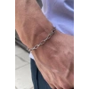 Gümüş Renk Zincir Detaylı Çelik Bileklik (Unisex)