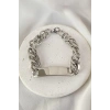Gümüş Renk Zincir Detaylı Çelik Bileklik (Unisex)