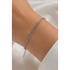 Gümüş Renk Zincir Detaylı Çelik Bileklik (Unısex)