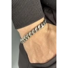 Gümüş Renk Zincir Detaylı Erkek Çelik Bileklik