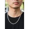 Gümüş Renk Zincir Detaylı Unisex Çelik Kolye