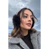 Gümüş Ve Siyah Renk Simli Peluş Kulaklık