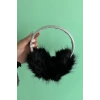 Gümüş Ve Siyah Renk Simli Peluş Kulaklık