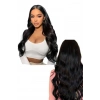 Isıya Dayanıklı Yıkanabilir Yarımay Çıt Çıt Saç - HT1 - Siyah - Dalgalı - 60 Cm - 110 Gr + 2 Adet Yan Çıt Çıt Saç