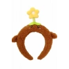 Kahverengi Dönen Çiçek Detaylı Peluş Taç