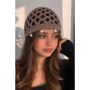 Kahverengi İnci Detaylı Örgü Saç Bandana