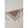 Kahverengi Renk Çiçek Desenli Örgü Saç Bandana