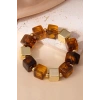 Kahverengi Ve Altın Renk Boncuk Detaylı Bileklik
