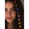 Karışık Renk 8li Çiçek  Figürlü Saç Küpesi