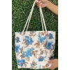 Karışık Renk Çiçek Figürlü Plaj Çantası