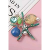 Karışık Renk Deniz Yıldızı Figürlü Taşlı Broş