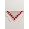 Kırmızı Renk Çiçek Desenli Örgü Saç Bandana