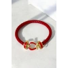 Kırmızı Renk Deri Kelepçe Bileklik