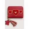 Kırmızı Renk Kalp  Figürlü Deri Kadın Cüzdan