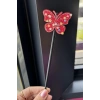 Kırmızı Renk Kelebek Figürlü Topuz Tokası/Topuz Kalemi