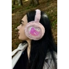 Koyu Pembe Renk Kalp Figürlü Peluş Kulaklık