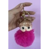 Koyu Pembe Renk Kız Figürlü Peluş Anahtarlık