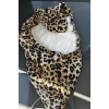 Leopar Desenli Saç Havlusu/Bonesi Lastikli