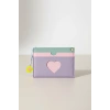 Lila Renk Kalp Detaylı Kartlık