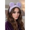 Lila Renk Kulak Detaylı Peluş Saç Bandı