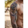 Maori Figürlü 12 Saat Sonra Kararan Geçici Kol Dövme Tattoo