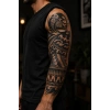 Maori Figürlü Sonradan Kararan Yarı Kalıcı Geçici Kol Dövme Tattoo
