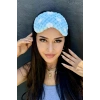 Mavi Renk Benekli Peluş Uyku Bandı