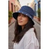 Mavi Renk İnci Detaylı Kot Tasarım Şapka