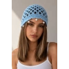Mavi Renk İnci Detaylı Örgü Saç Bandana
