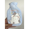 Mavi Renk Kedi Figürlü Peluş Sıcak Su Torbası