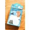 Mavi Renk Kedi Figürlü Yapışkanlı Not Kağıdı