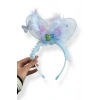 Mavi Renk Kelebek Figürlü Tüy Detaylı Taç