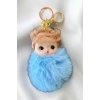Mavi Renk Kız Figürlü Peluş Anahtarlık