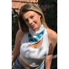 Mavi Renk Örgü Saç Bandana/Fular