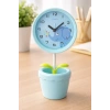 Mavi Renk Saksı Figürlü Alarmlı Masa Saati