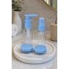 Mavi Renk Seyahat Kiti/ 4lü Doldurulabilir Şişe Set+Krem Kutusu