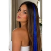 Mavi Renk Simli Yan Postiş Hair Tinsel Shiny Hair (50 Cm)