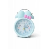Mavi Renk Tavşan Figürlü Mini Dekoratif Işıklı Alarmlı Yuvarlak Masa Saati