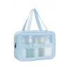 Mavi Renk Washbag Yazılı Su Geçirmez Büyük Boy Makyaj Çantası