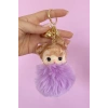 Mor Renk Kız Figürlü Peluş Anahtarlık