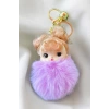 Mor Renk Kız Figürlü Peluş Anahtarlık