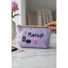 Mor Renk Makeup Yazılı Makyaj Çantası