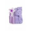 Mor Renk Peluş Saç Bandı-El Havlu-Mandal Toka Ve 2 Adet Sprey Şişe Set