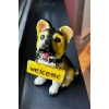 Orta Boy Süs Eşyası Köpek Figürlü Hoşgeldin Yazılı Biblo