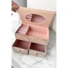 Pembe Renk Ayna Detaylı Bölmeli Çekmeceli Takı Organizeri