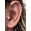 Pembe Renk Çiçek Figürlü Çelik Tragus/Kıkırdak Küpe/Piercing (Tek)